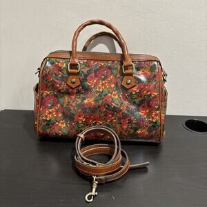 Patricia Nash Skye Satchel Leather Bag Floral Boho Crossbody Purse Rustic Nature